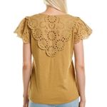 J.Crew • Embroidered Eyelet Flutter-sleeve T-shirt scalloped yoke lace yellow Photo 10