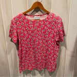 Cute vintage 80s oversized pinky red roses top cotton blend floral pop Pink Size L Photo 0