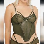 Savagexfenty NWT Savage X Fenty Metallic Olive Green Going Platinum Mesh Bustier - Size L Photo 0