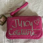 Juicy Couture Pam & Gela Choose Juicy Pink Cotton Silver Glitter Zip Wristlet Photo 8