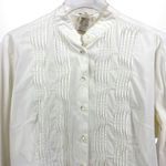 90s NARA CARMICIE Vintage White Pin Tuck Mandarin Collar Button Up Size L Photo 4