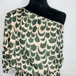 Tbags Los Angeles T-Bags Los Angeles One-Shoulder Top Size S Green Pink Scallop Pattern Smocked Photo 2