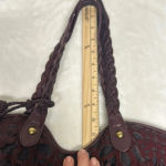 Isabella Fiore  Burgundy Tote with Braided Handles and Floral Embossing Photo 12