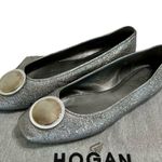 Hogan Silver Leather Wrap Metal Disc Ballet Flats Photo 10