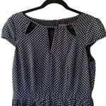 Adrianna Papell Adrianna Papell Pleated Black Dress White Polka Dots Peek A Boo Neckline Sz 10 Photo 2
