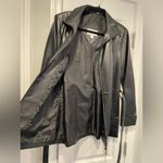 Worthington Size S 100% Leather Black Full Zip MidI Belted Tench Coat Like New Photo 10