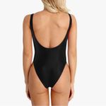 Yvette Mandell Black High Cut Low Back Scoop Neck Bodysuit Size Small Black Photo 1