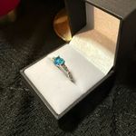 Cute and fun Silver plated Heart Ring with Blue Gemstone size 7 Photo 2