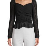 Renvy Jacquard Peplum Top Black Long Sleeve Size XS Photo 0