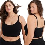 Aerie Summer Nights Cropped Tank Top Women's XS Black Crochet Knit Boho Summer Photo 1