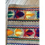 VTG 70's Burlap Purse Bag Tote Multi Color Embroidery BOHO Hippie 14" Aztec Photo 2