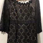 Phoebe Couture Phoebe Lace Scalloped Edge 3/4 Sleeve Black Dress Size 2 Photo 1