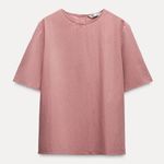 ZARA  NWT pink textured oversized short sleeve tee T-shirt, thick material Photo 2