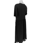 ZARA Black Short Sleeve Flowy Pleated Round Neck Ruffle Midi T Shirt Dress Sz L Photo 4