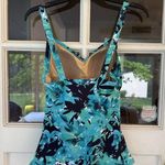 LL Bean Tankini Swimsuit Top Women's 8 Reg Blue Wide Straps Shelf Bra Blue Photo 2