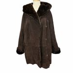 Marvin Richards Vintage Hooded Reversible Jacket XL Brown Suede Faux Fur Leopard Photo 4