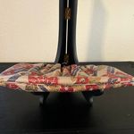 VTG Beautiful Floral Leather Clutch Sliver tone clasp Multi Photo 4