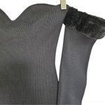  Josee Knitted Mini Dress Staud‎ Black Faux Fur Trim Size M NWT Event Photo 3