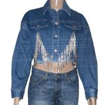 Labijou rhinestone fringe cropped denim jacket Photo 0