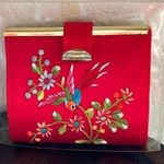 Vintage: HATO HASI Embroidered Red Silk Bi Photo 0