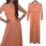 Vintage 60s 70s Maxi Dress Peach Empire Waist Renaissance Womens Size Small Photo 2