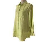 Sag Harbor  Oversized Linen Button Down Shirt M Spring Green Chartreuse Photo 3