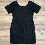 Ellen Ashley Vintage 90s Black 100% Linen Short Sleeve Zip Back Sheath Dress 10 Photo 3