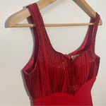 Tiffany Designs Vintage Red Fit and Flare Beaded Sweetheart neckline Mini Dress Photo 3