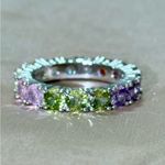 NWOT Power of Three RAINBOW multicolored CZ ETERNITY RING in 7 Red Photo 1