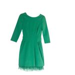 J.Crew  sheath dress with tulle hem Sz 00 Kelly green lady like Modest Retro Photo 1