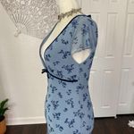 Motel Light Dark Blue Whimsygoth Crushed Velvet Floral Mini Mesh Dress S Photo 1