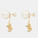 Christian Dior DIOR TRIBALES EARRINGS Gold-Finish Metal with White Resin Pearls Lacquer Photo 1