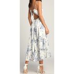 Lulus NWOT Small Mykonos Mood Ivory Floral Print Tie-Strap Tiered Midi Dress Photo 1