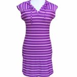 Athleta WICK IT PURPLE STRIPED HOODED SLEEVELESS SWIM COVERUP XS Photo 1