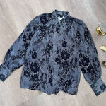 Club Monaco 100% Silk Luxurious Lace Print Blouse, Sheer Floral Print Size S Photo 0