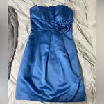 David's Bridal Blue Satin Mini  Dress Photo 1