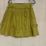 Cynthia Steffe Green Skater Mini Skirt with Pleated Ruffles 100%linen Photo 1