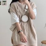 Boutique oversized Cream Knit Vest Photo 1