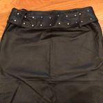 BLACK LEATHER SKIRT WITH SILVER STUDDED BELT Size 6 Photo 0