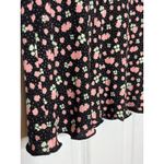 Free People  Black and Ditzy Pink Floral Print Size‎ 0 Mini Side Zip Ruffle Hem Photo 3