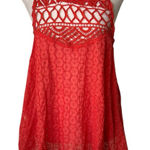 Free People  coral red eyelet sleeveless tank top size S Photo 0