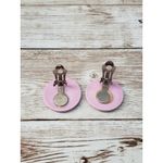 Vintage Clip On Earrings Light Purple & Cream Circle 1" Photo 5