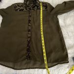 Speed Limit 98 Free w/ purchase Sheer Camo Trim Blouse Size Medium Roll tab Sleeves Photo 6