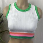 Beach Riot  White Green & Pink Preppy Knit Racerback Crop Top M Photo 1