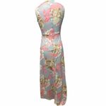 None Floral Maxi Dress Empire Waist Sleeveless V-Neck Pink Blue Cream Size Small Photo 7