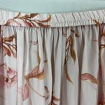 T Tahari Maxi Skirt Womens Large Cream Pink Floral A-Line Stretch Lightweight L Photo 11