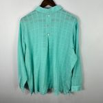 Joan Rivers Shirt XL Teal Textured Gauze Cotton LAGOM Coastal Boho Resort Indie Green Photo 5