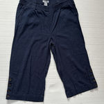 Caribbean Joe  Blue Elastic Waist Blue Linen Blend Casual Cropped‎ Capri Pant XL Photo 0