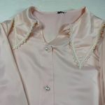 Christian Dior Vintage  Pink Satin Pearl Button‎ Lace Collar Gown Stain Photo 3