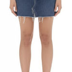 Hollister Denim Mini Skirt Womens Size 14 Blue Raw Hem Five Pocket Casual Chic Photo 0